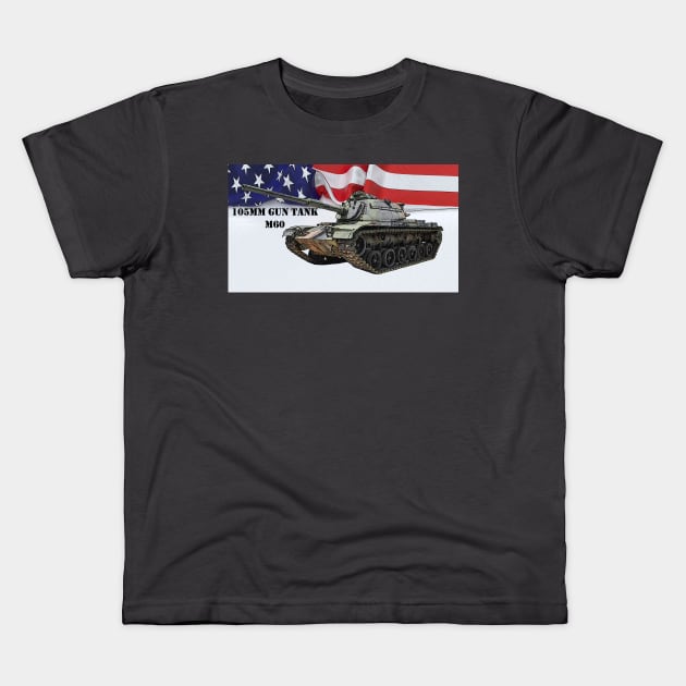 105mm Gun Tank M60 Kids T-Shirt by Toadman's Tank Pictures Shop